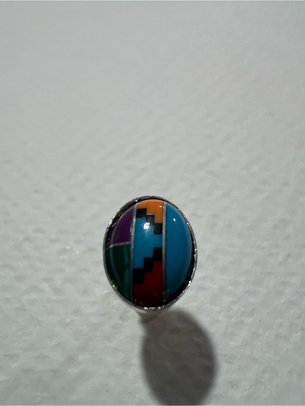 ONE Multicolor Inlay Oval Sterling Silver Earring